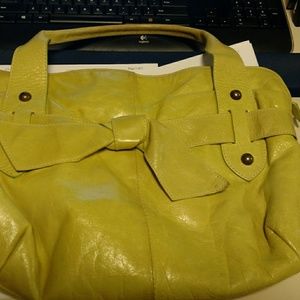 Lime green Roberta Gandolfi leather purse.